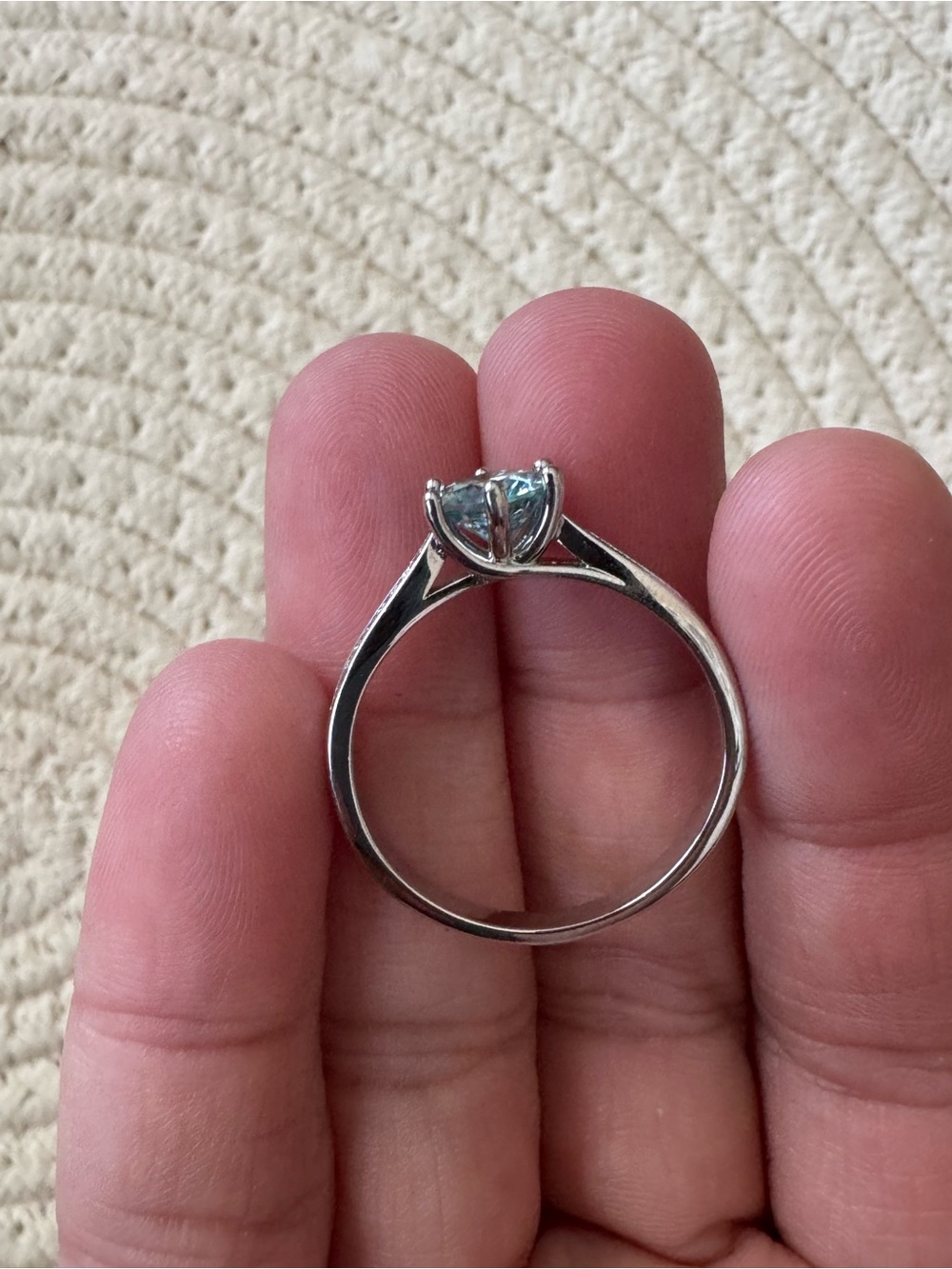 1 CT Aqua Light Blue-Green Moissanite Engagement Ring - Size 10 (GRA Certified) - Picture 10 of 10